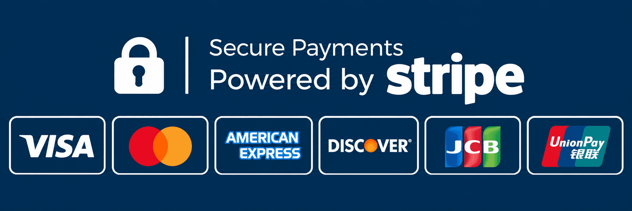 Secure payments powered by Stripe with supported card brands